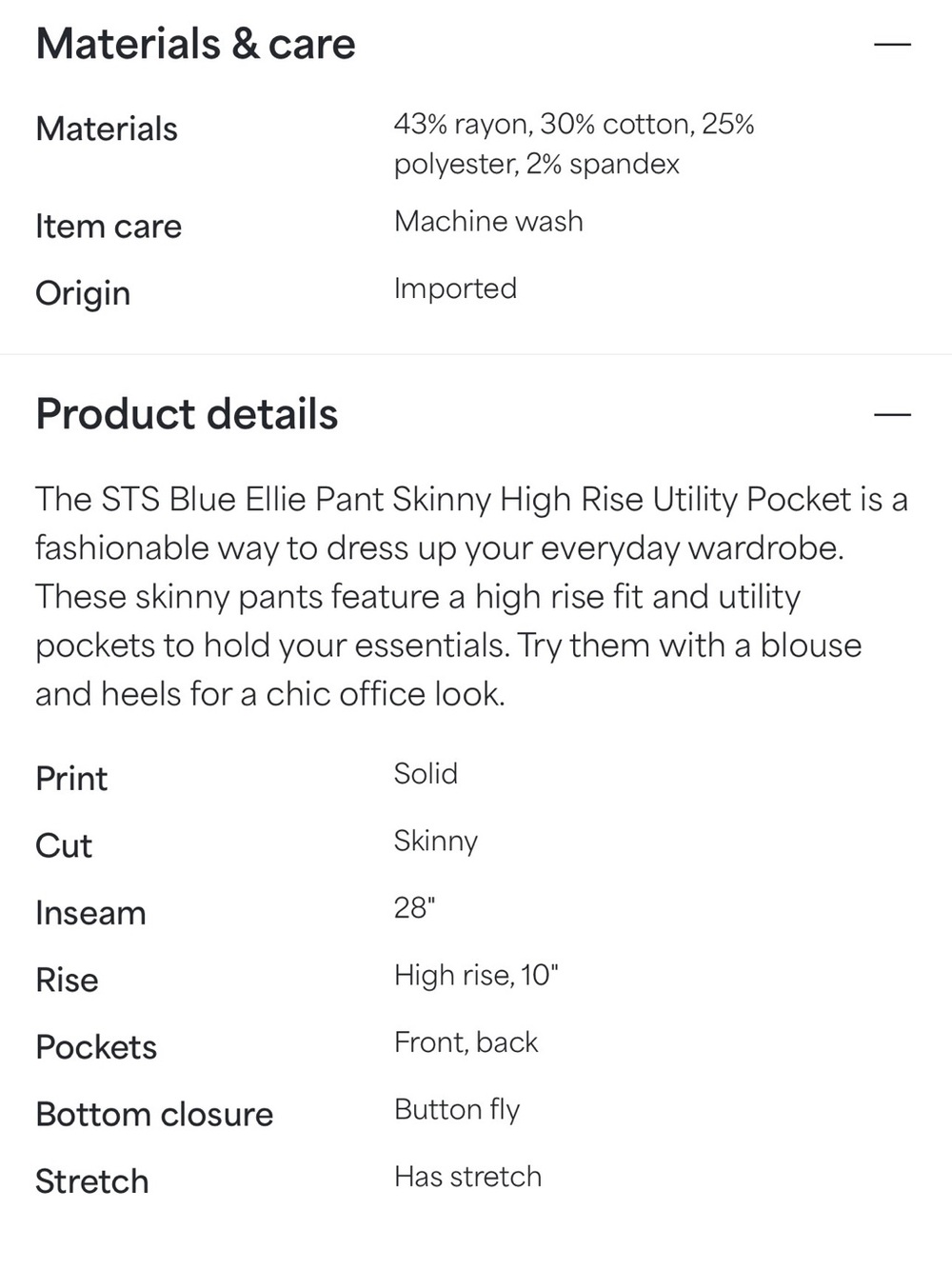 STS Blue -Ellie Black Stretch Ankle Skinny Pants - Picture 9 of 9